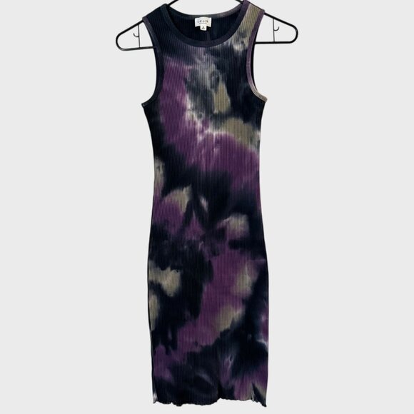 Le Lis Dresses & Skirts - Le Lis Tie-Dye Midi Dress Purple & Blue Women's Medium Bodycon Ribbed-Knit
